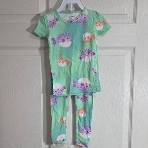 Carter's Green Fish Print Kids Pajamas